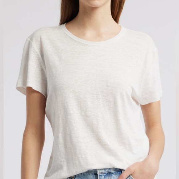 FRAME DENIM EUC Sz XL White Linen Slouchy Tee - Picture 1 of 6